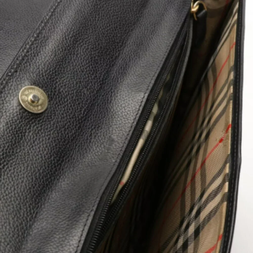 Burberrys Black Leathe Briefcase/Unisex (Vintage)